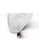 Oro amarillo de 14 quilates 14K (585) Alexandrite pendientes vec035y Ruso Soviético URSS Estilo vintage Art Deco style